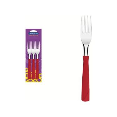Imagem de Jogo de Garfos de Mesa Tramontina Inox New Kolor 3 Peças, Vermelho, 3