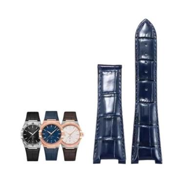 Imagem de Pulseira De Couro Genuíno Azul Para Relógio Omega Constellation Série 