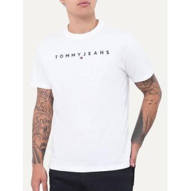 Imagem de Camiseta Tommy Jeans Masculina Core Linear Logo Tee Branca, S/P