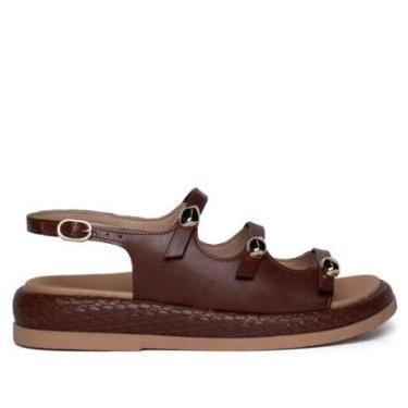 Imagem de Sandália Feminina Ramarim Flatform Napa Marrom Escuro-Feminino