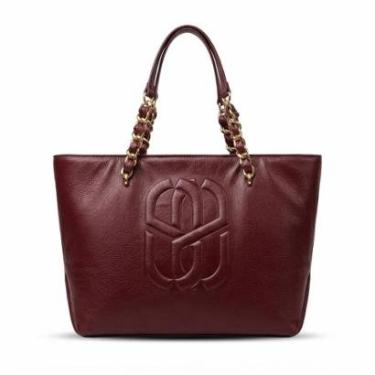 Imagem de Bolsa Feminina Schutz Shopper Couro Corrente Dourada Monograma S50018320600006 Vinho-Feminino