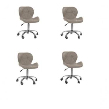 Imagem de Kit 4 Cadeiras Office Eiffel Slim Ajustável Oficial Bege - Oficial Web