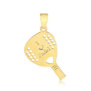 Imagem de Pingente Raquete Padel Presente Dourado Folheado A Ouro 18k - Radhau J