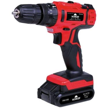 Imagem de Furadeira Parafusadeira 18v Impacto Bateria Bivolt 17pcs Worker