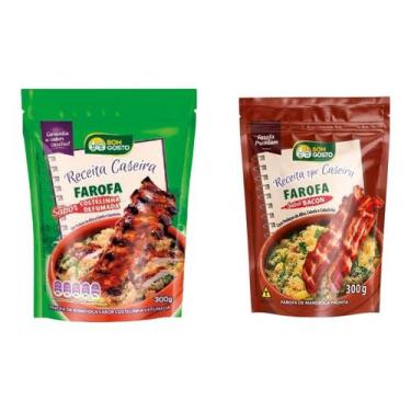 Imagem de Kit Farofa Bom Gosto Costelinha Defumada e Bacon  2 pacotes de 300g