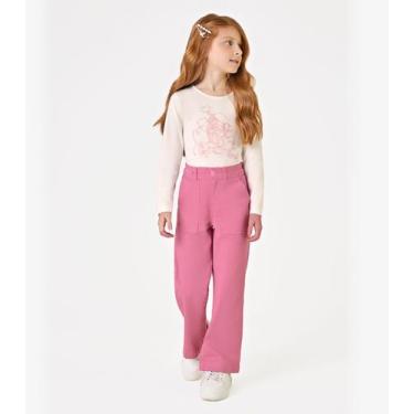 Imagem de Calça Infantil Feminina Wide Leg Sarja Trick Nick Rosa, 6, Rosa