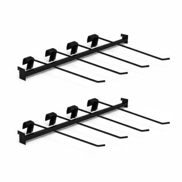 Imagem de Kit 2 Réguas Pretas 73cm Para Gôndola + 8 Ganchos 30cm Pretos New Plus – sa Gôndolas