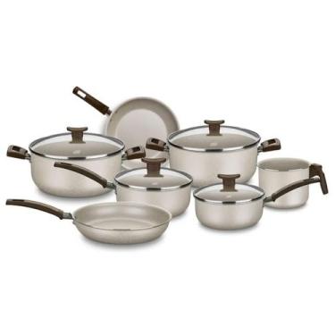 Imagem de Jogo de Panelas Aura 7 Peças Antiaderente Baunilha MTA