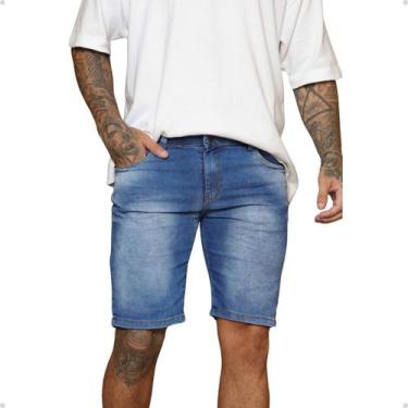 Imagem de Bermuda Jeans Masculina Escura Básica Confortável Casual Flexível Esti