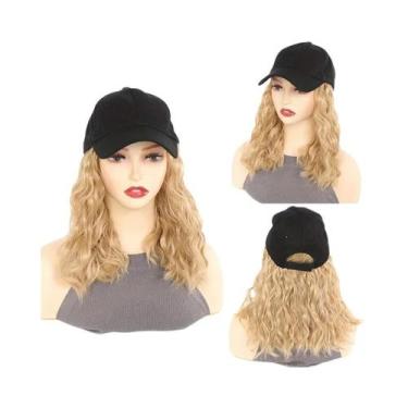 Imagem de Peruca Curta Cacheada Sintética Ajustável Marrom E Preta Com Boné De B