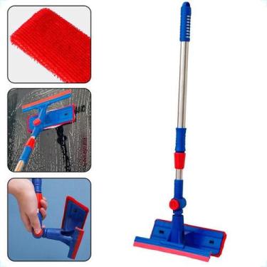 Imagem de Mop duplo rodo limpa vidros extensivel esfregao lava seca limpeza cabo