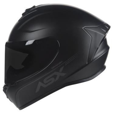 Imagem de Capacete Integral Esportivo Asx Draken Solid Preto Viseira Cristal, Pr