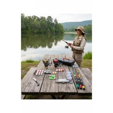 Imagem de 2x Kit Pesca Completo 3 Varas Molinete Ultra Light Iniciante - Congrat