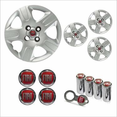 Imagem de Jogo Calota Aro 14 Strada 2013 à 2020 Fiat + Emblema Resinado + Tampa 