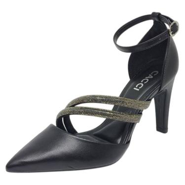 Imagem de Sapato Feminino Scarpin Salto Fino Strass Elegante Cacci