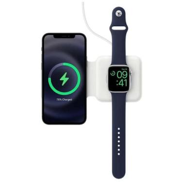 Imagem de Estação de carregamento sem fio magnética 2 em 1 estação de carregamen