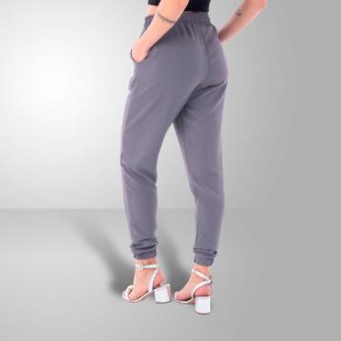 Imagem de Calça Jogger Feminina Duna Crepe Com Bolso e Cordão Cor:Cinza claroTam