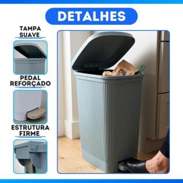 Imagem de Lixeira Slim 7,5 Litros Grande Com Pedal Banheiro - Ef Home, Cinza Cla