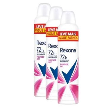 Imagem de kit 3 Desodorante Aerossol Powder Dry Rexona 200ml