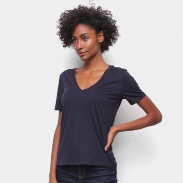 Imagem de Blusa Hering Básica Gola V Feminina, Marinho, M