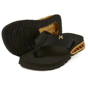 Imagem de Chinelo Sandalia Masculino Kenner Rakka, Preto, Dourado, 40