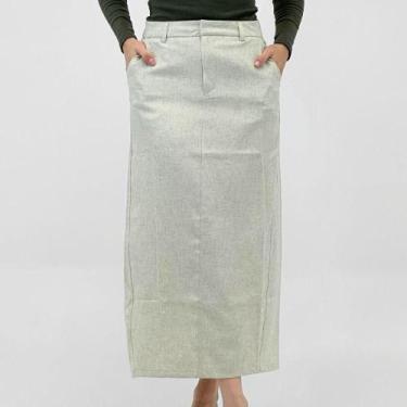Imagem de Saia Pacific Blue Longa em Tecido Feminina, P, Off white