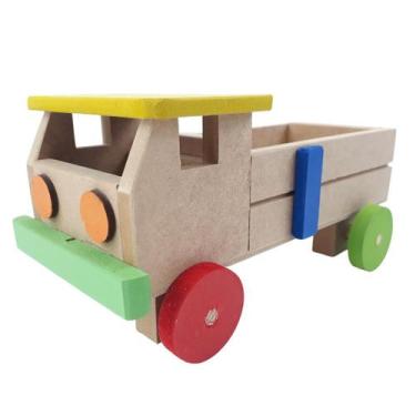 Imagem de Caminhão Carroceria Médio Brinquedo Divertido de Madeira Lúdico - Parc