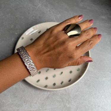 Imagem de Bracelete Corrente Esmaltado Dourado COR:PEROLADO - Nilza Biju, Perola