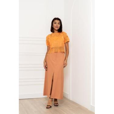 Imagem de Saia Longa MAXI Feminina  - Lefalu, P, Terra cota
