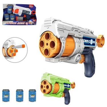 Imagem de Pistola de Brinquedo Lança Dardos 12 Peças com Alvos Espuma Macia Branco Wellmix