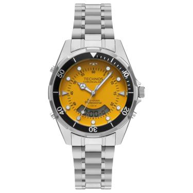 Imagem de Relógio Masculino Skydiver WT2060AB-1Y Ana Digi Pulseira Metal Mostrador Amarelo Prata Technos