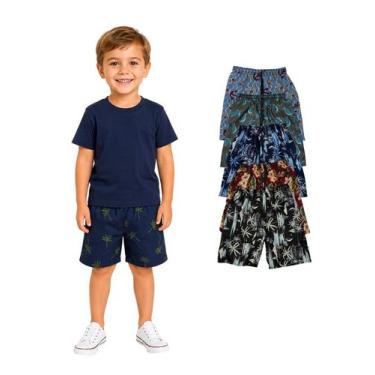 Imagem de Kit 5 Bermuda Tactel Estampada Infanto Juvenil Para Meninos - Wju Jean