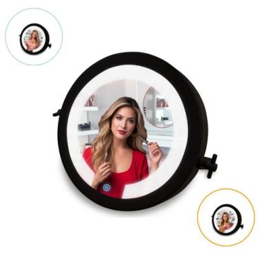 Imagem de Espelho Retangular Para Maquiagem Make 20cm Com Luz Touch - Reduna