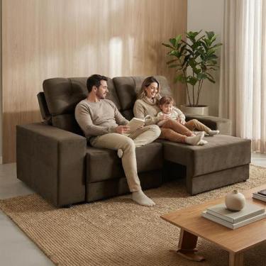 Imagem de Sofá Retrátil e Reclinável 3 Lugares Espuma Fibra Siliconada Maringá 1