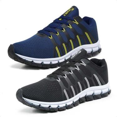 Imagem de Kit 2 Tênis Masculino Academia Treino Caminhada Leve Macio Já Promoção