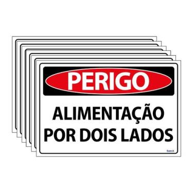 Imagem de Combo 6 Placas De Sinalização Perigo Alimentação Por Dois Lados 30x20 