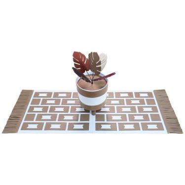 Imagem de Kit Decorativo Em Couro Caminho De Mesa E Cachepô Galvani, Argila
