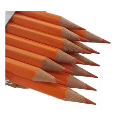 Imagem de Antiga Caixa Com 12 Lápis De Cor Laranja Staedtler Lumochrom