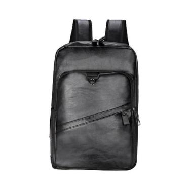 Imagem de Mochila Masculina Grande De Couro PU Para Laptop, Mochila Casual Para 