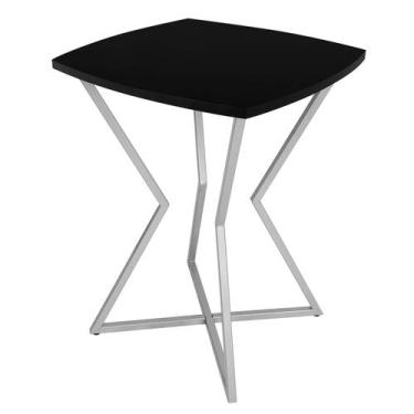 Imagem de Mesa de Canto Lateral Alta Quadrada para Sala Austria - Prata Preta - 