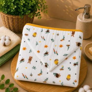 Imagem de Toalha de Banho Banhão Toalhão Bebe Grande Soft Capuz de Fralda 100% a