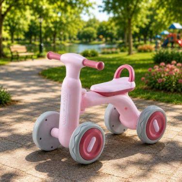 Imagem de Bike Infantil Rosa Quatro Rodas Luzes Led Segurança Estabilidade Rodin