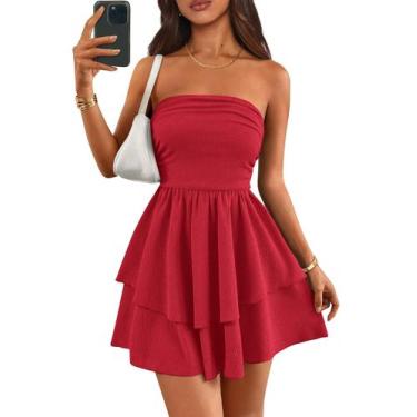 Imagem de Vestido feminino PRETTYGARDEN 2025, sem alças, vermelho, tamanho L