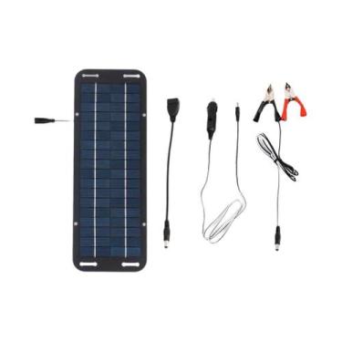 Imagem de Kit De Carregador De Bateria Solar 30W 12V Com Cabo USB Feminino E Dup