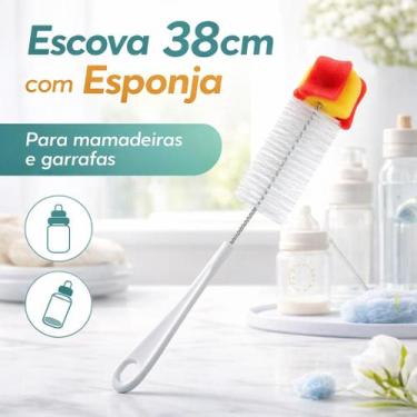 Imagem de Escova 38cm Com Esponja De Lavar Mamadeira Copos Garrafas - Genérica, 