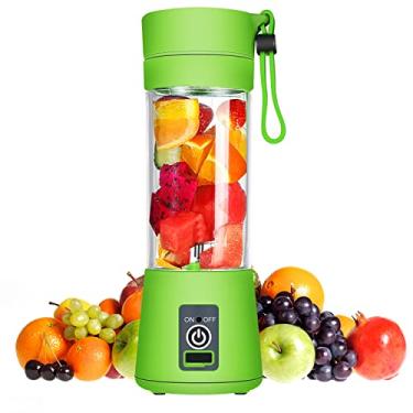 Imagem de Mini USB Liquidificador Portatil 6 Lâmina Mixer Portatil Shake Coqueteleira Eletrica Sem Fio Squeeze Recarregavel (Verde)