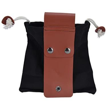 Imagem de Bolsa para ferramentas de cintura, prática conveniente bolsa de couro PU para forrageamento fácil de transportar dobrável para acampamento ao ar livre para piquenique(Preto)