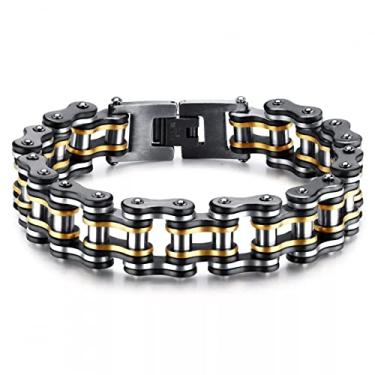 Imagem de suhang Pulseira De Corrente De Bicicleta Masculina De Aço Inoxidável Corrente De Elo De Motocicleta Punk Joias Pesadas Com 15 Mm De Largura