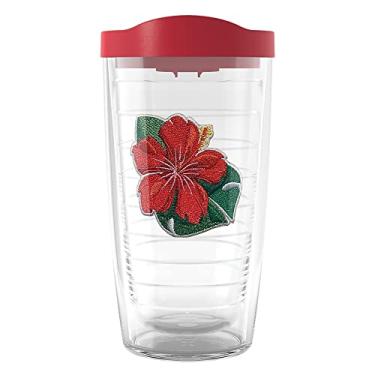 Imagem de Tervis Tropical Collection Made in USA Copo isolado de parede dupla, 473 ml, hibisco vermelho