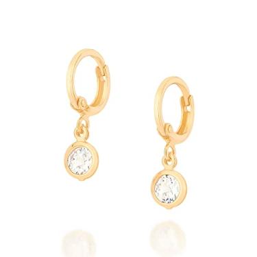 Imagem de Brinco Rommanel argola com zircônias folheado a ouro - 526770